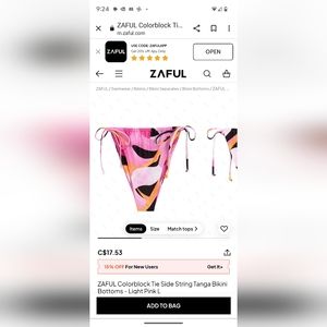 NWT Zaful Light Pink Bikini Bottoms